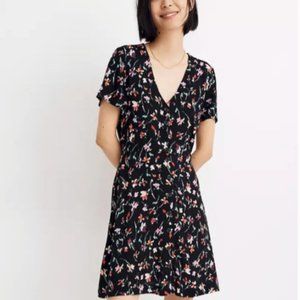 MADEWELL V-NECK BUTTON-FRONT MINI DRESS